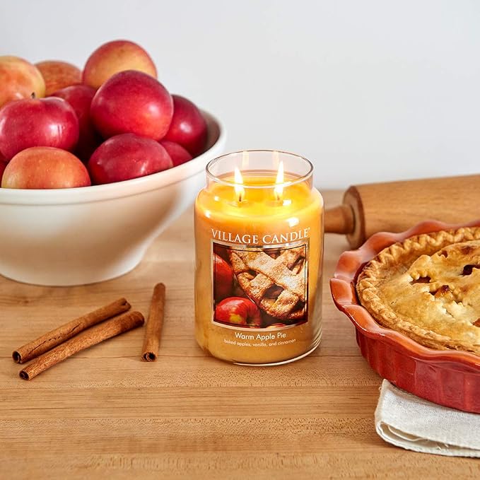 Village Candle Warm Apple Pie Large Glass Apothecary Jar Scented Candle - Image 4