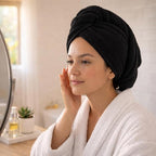 100% Turkish Cotton Hair Towel Wrap 2 Pack – Oeko-TEX Certified Quick Dry Turban - Image 2