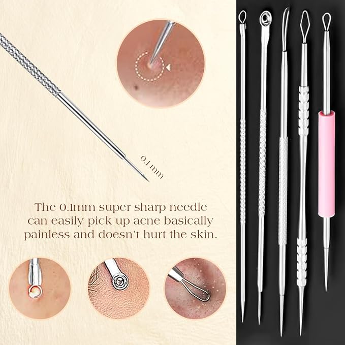 22 Pcs Pimple Popper Tool Kit 410 Stainless Steel Blackhead Remover Tools - Image 5