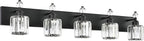 PRESDE 5-Light Crystal Bathroom Vanity Light Modern Matte Black Bathroom Lights by HOME