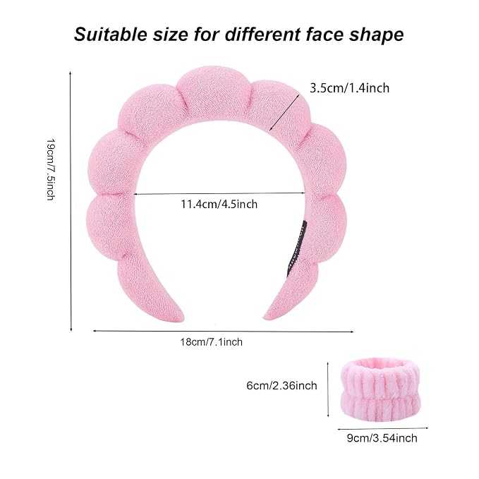 Spa Headbands for Washing Face Soft Puffy Bubble Headbands Wristband for Women - Image 2