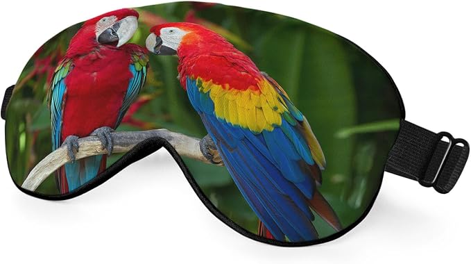 Macaws Parrot Silk Sleep Mask Tree Branch Bright Bird Tropical Eye Mask by Unknown