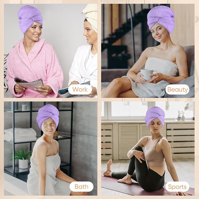 HOMEXCEL 5 Pack Microfiber Hair Towels - Image 7