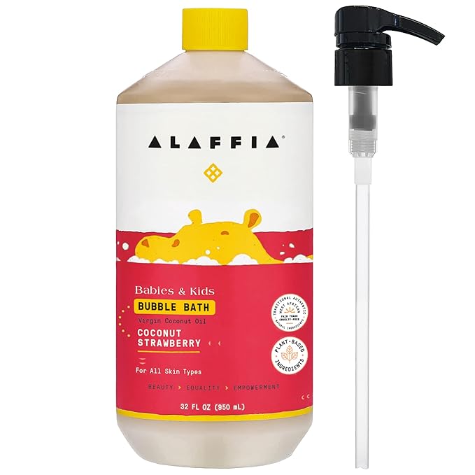 Alaffia Babies & Kids Bubble Bath, Coconut Strawberry, Pump Included – Gentle by Alaffia