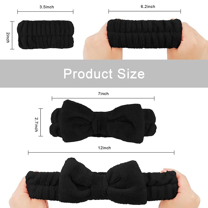 CIEHER 12 PCS Black Makeup Headband - Image 3