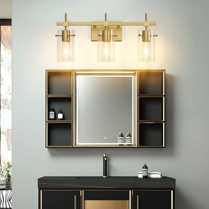 SOLFART Gold 3 Lights Bathroom Light Fixtures - Image 6