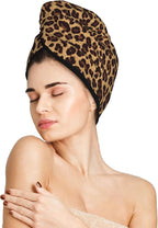 Leopard Hair Towel Wrap Microfiber Fast Drying Hair Turban by DecorateYourLife