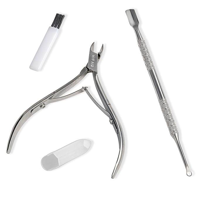 Professional Manicure Tools Set, Stainless Steel Cuticle Nipper, Upgrade Gel by HIFAU