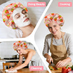 Strawberries Reusable Shower Cap Cute Fruit Double Layer Waterproof Shower Caps - Image 7