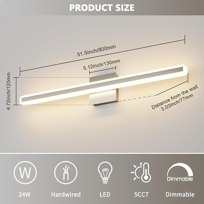 JUSHENG Brushed Nickel Vanity Lights - Image 6