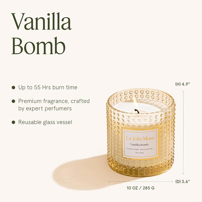LA JOLIE MUSE Vanilla Bomb Candle –Vanilla, Lemon Zest & Patchouli | 10 oz - Image 5