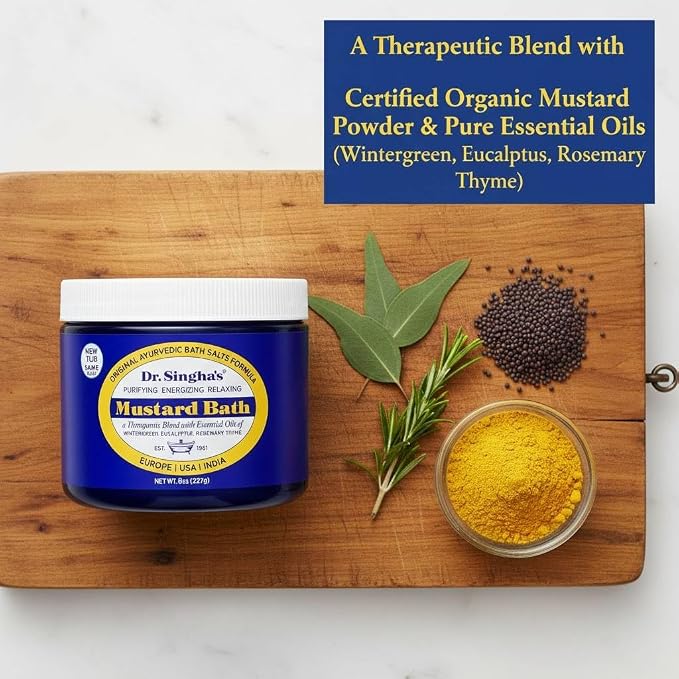Dr. Singha's Mustard Bath Salts - 8 oz Herbal Bath Soak - Made in USA - Image 2