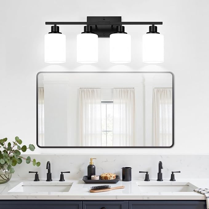 Indoi 4-Light Bathroom Light Fixtures, Matte Black Vanity Lights - Image 6