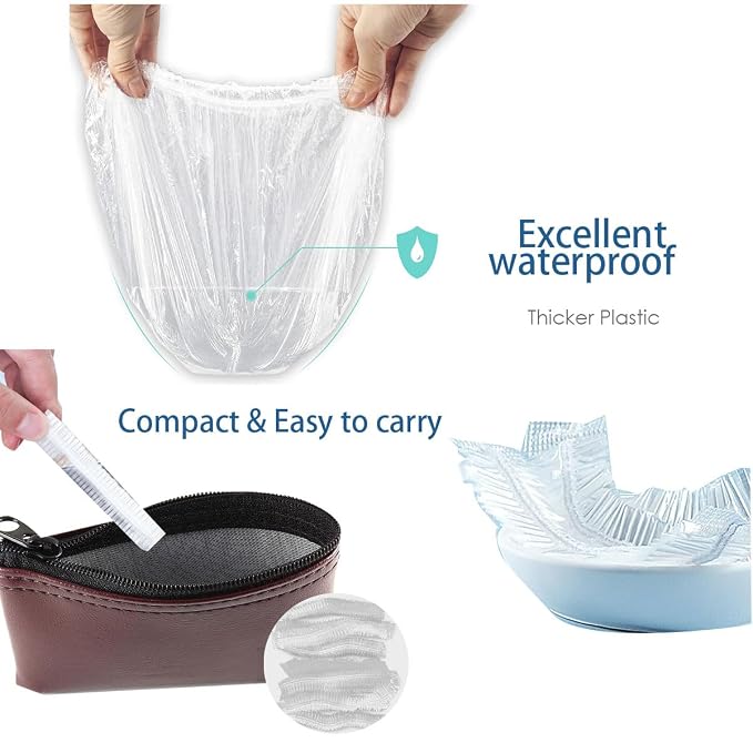 Disposable Shower Caps -100 pcs Waterproof Plastic Shower Caps, Women's - Image 6