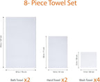 Amazon Basics 100% Cotton Soft Quick-Dry 8-Piece Towel Set, Bath Towels - Image 4