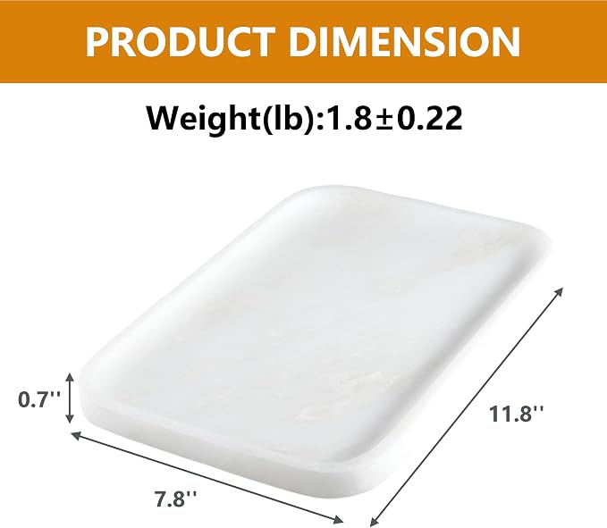Karibiber Vanity Tray, 11.8inch Marble Bathroom Tray - Image 5
