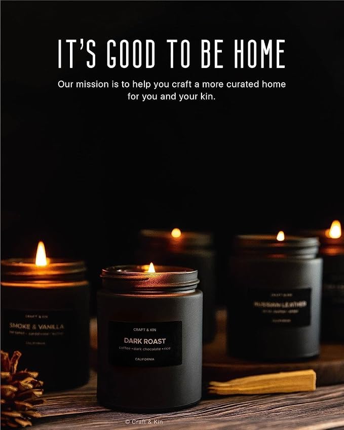 Craft & Kin Premium Dark Roast Coffee Candle | Black Scented Candles - Image 4