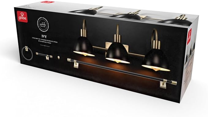 GLOBE Electric 63000058 5-Piece All-in-One Bathroom Accessory Set, Brass & Black - Image 12