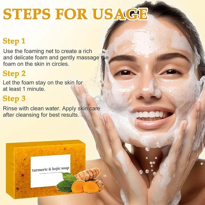4Pcs Turmeric Wash and Care Three Piece Set, Tuemeric Facial Cleanser & - Image 8