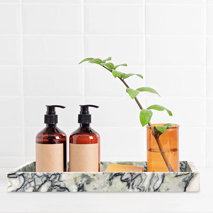 Marble Bathroom Vanity Tray, Natural Luxury Vanity Home Kitchen Bathroom Table - Image 7