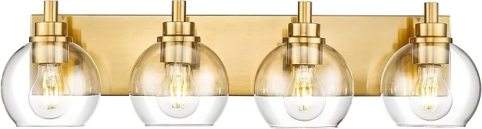 Bathroom Light Fixtures, 4 Light Brushed Gold Vanity Light, 26 Inch Modern Wall by Metwet