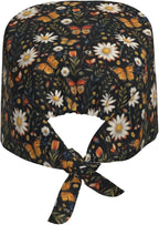 Scrub Cap for Women and Men Boho Black Leaf Pattern Adjustable Breathable - Image 8