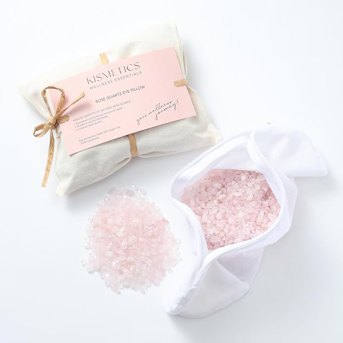 Weighted Eye Pillow for Relaxation, SPA and Travelling, 100% Natural Rose Quartz - Image 2