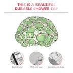 Cute Frogs Shower Cap For Women Reusable Waterproof Double Layers Bath Cap Hair - Image 4