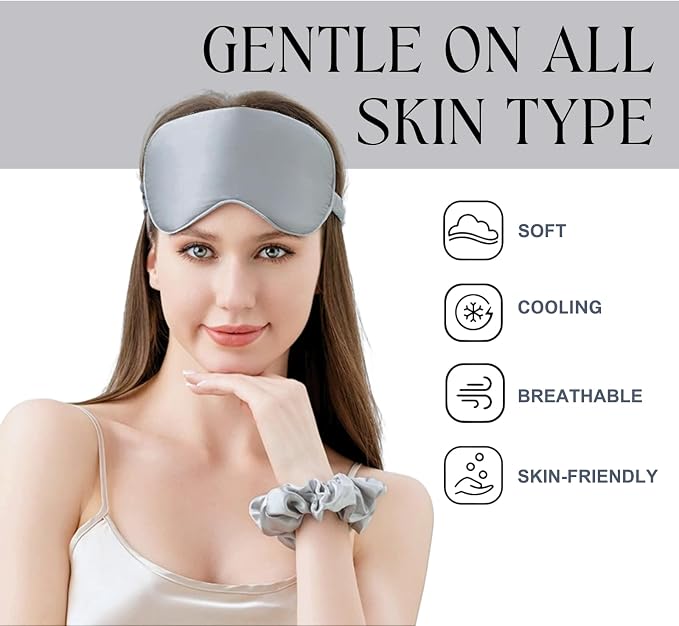 Silk Satin Sleeping Eye Mask, Soft Breathable Blackout Eyeshade Eye Cover - Image 7