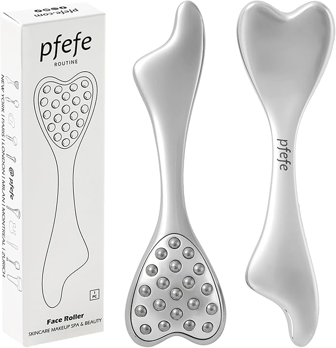 pfefe Stainless Steel Gua Sha & Face Roller, 3-in-1 Dolphin Facial Roller by PfefeRoutine