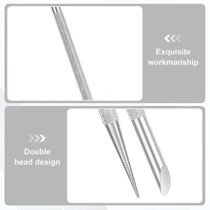 2Pcs Nail Cleaning Cuticle Stick Tool, Stainless Steel Cuticle Pusher, Nail - Image 5