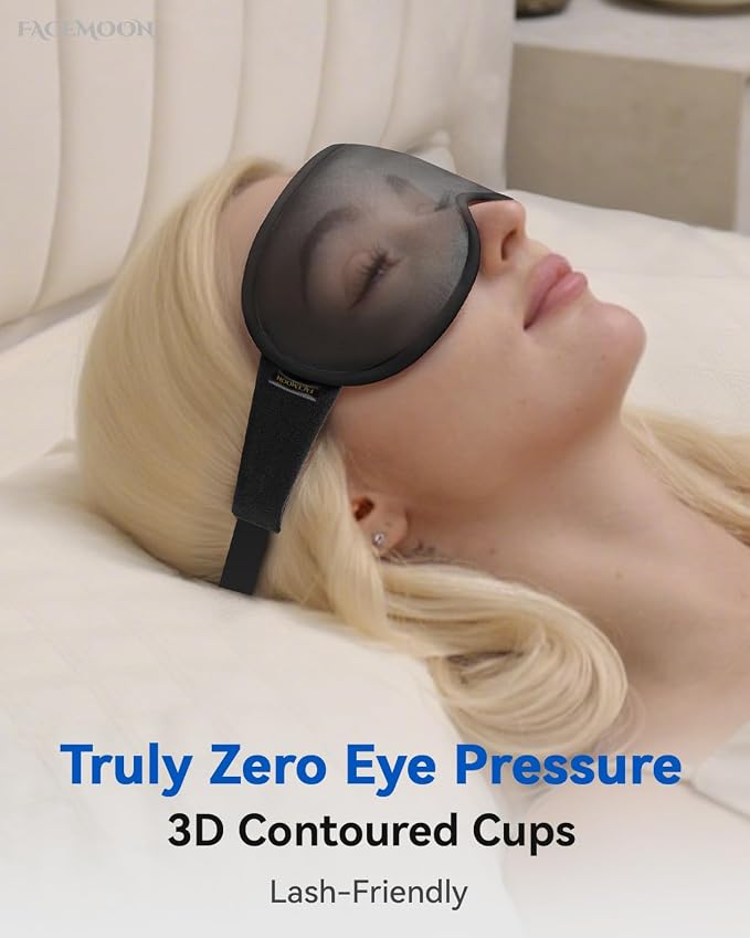 Weighted Blackout Sleep Mask for Men, 3D Contoured Zero Eye Pressure, - Image 4