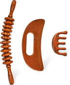 3-in-1 Wood Therapy Massage Tools Wooden Gua Sha Lymphatic Drainage Massager by Unknown