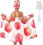 Women’s Watercolor Apple Bath Wrap and Hair Towel Set, Soft Absorbent - Image 2