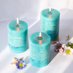 Pillar Candles Ocean Breeze Scented 3x4 inch Aqua Green Candle Clean Burning - Image 4