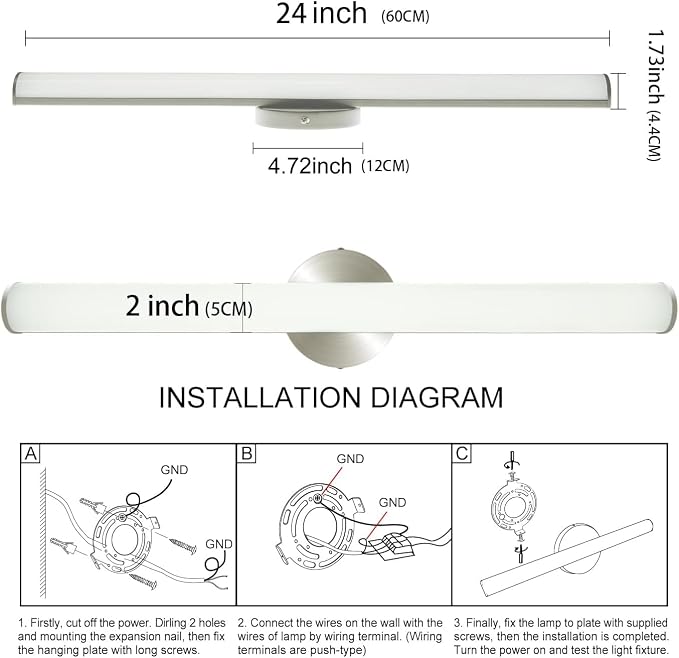 OOWOLF LED Bathroom Vanity Light, 16W 24inch Bathroom Lights Fixture, 1600LM - Image 7