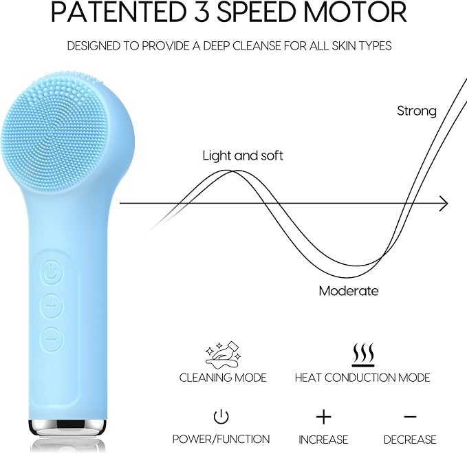 Silicone Facial Cleansing Brush, Portable Electric Face Scrubber - Image 6