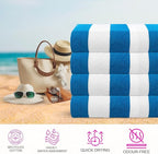 CASA COPENHAGEN Cabana Towel 4Pcs Cyan Designer Stripe Beach Towels Gift Set - Image 2