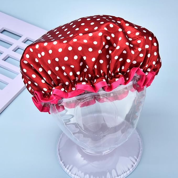 Christmas Red Polka Dot Shower Cap - Image 6