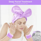 my novel things Face Wash Headband and Wristband Fashion Spa Headband, Coral - Image 3
