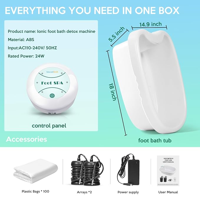 Veicomtech Ionic Foot Bath Detox Machine, Portable Foot Detox Machine - Image 8