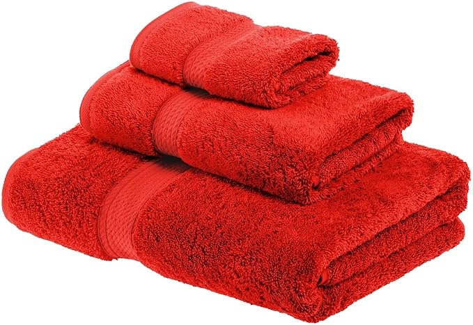 SUPERIOR Egyptian Cotton Pile 3 Piece Towel Set, Includes 1 Bath, 1 Hand by SUPERIOR