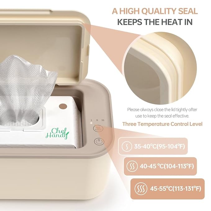 Chefhandy Baby Wipe Warmer & Wet Wipes Dispenser, 3-Mode Temperature Control - Image 2
