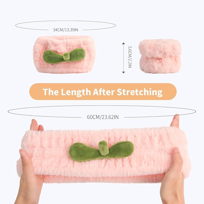 PERFECTSIGHT Spa Headband for Washing Face, Cute Wristband Hair Band Set for - Image 5