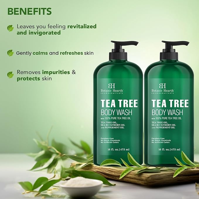 Botanic Hearth Tea Tree Body Wash 16 fl oz Natural Antifungal & Odor Control - Image 4