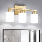 FonmYim Gold Bathroom Light Fixtures, 3-Light Modern Vanity Light Over Mirror by FonmYim
