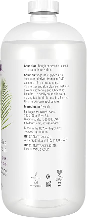 NOW Foods Solutions, Vegetable Glycerin, 100% Pure, Versatile Skin Care - Image 2