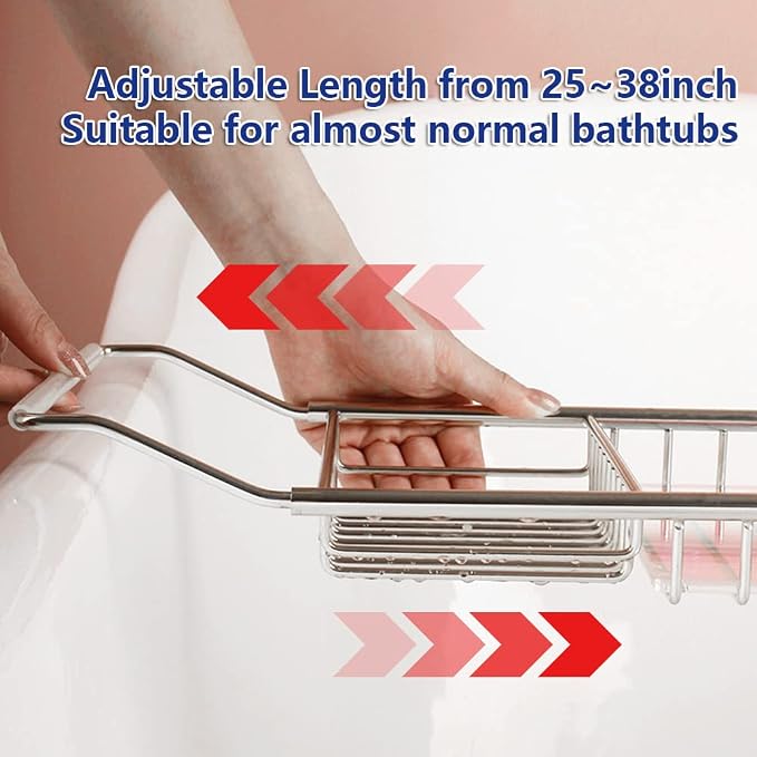 BESTHLS Bathtub Tray Caddy for Luxury Bath Expandable Extra Wide Bath Tub Tray - Image 5