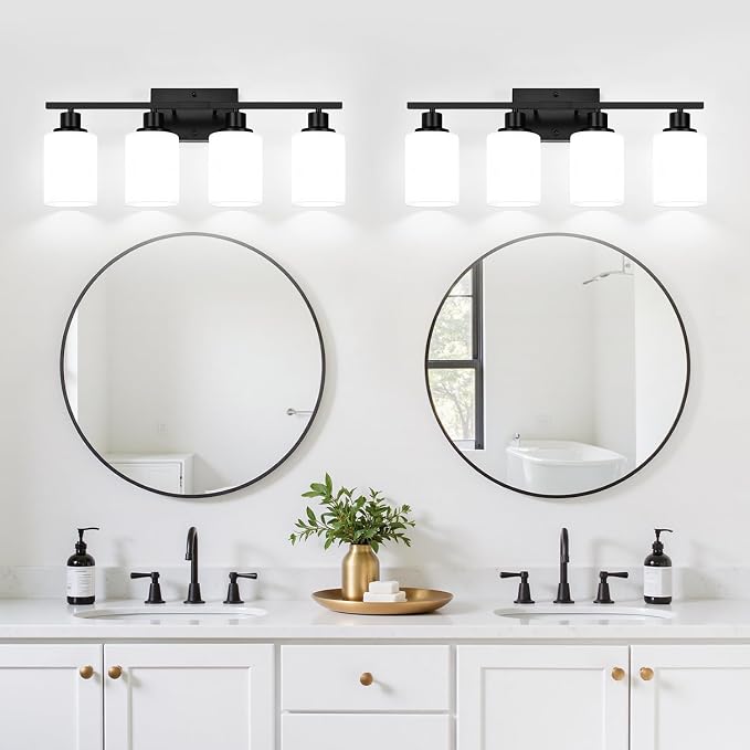 Indoi 4-Light Bathroom Light Fixtures, Matte Black Vanity Lights - Image 7