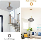 KCO Lighting Mid Century Modern Gold Glass Pendant Lighting Smoke Grey Globe - Image 7